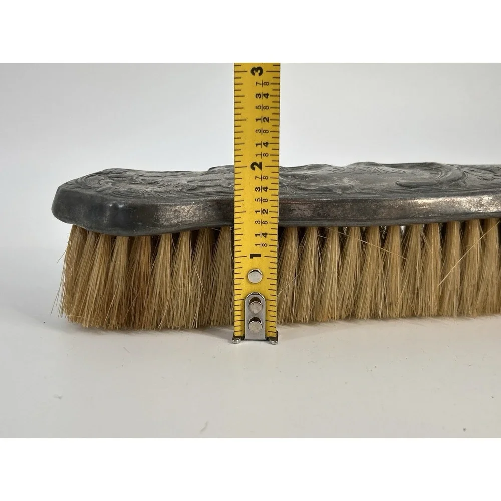 Antique Art Nouveau Silver Vanity Clothes Brush Ornate Repousse Lion Design